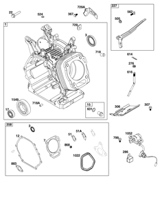 Cylinder Group Diagram and Parts List for 25T237-0036-H5 200000 - 399999 Briggs and Stratton Engine